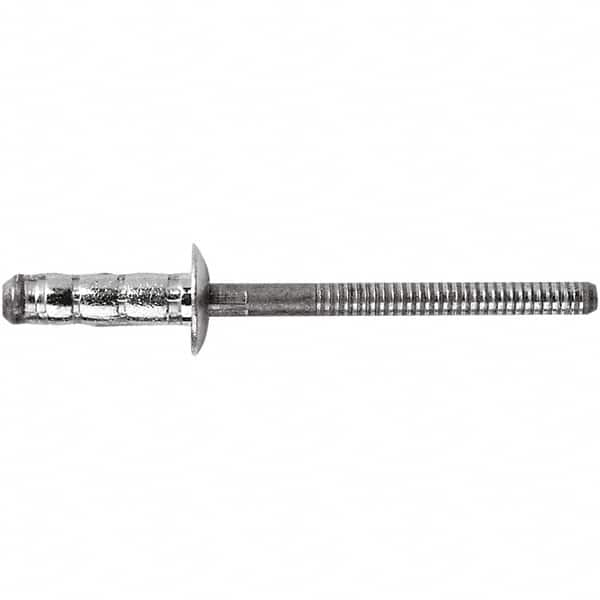 STANLEY Engineered Fastening - Size 6 Dome Head Steel Multi Grip Blind Rivet - Steel Mandrel, 1/4" to 1/2" Grip, 3/16" Head Diam, 0.1921" to 0.1961" Hole Diam, 3" Body Diam - Caliber Tooling