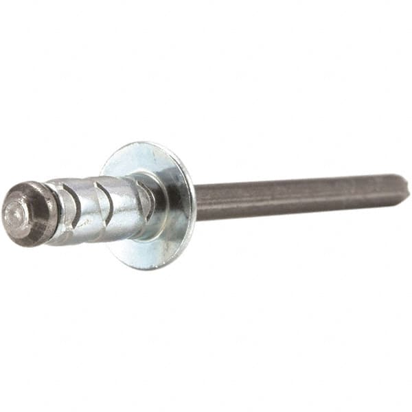 STANLEY Engineered Fastening - Size 6 Large Flange Head Aluminum Multi Grip Blind Rivet - Steel Mandrel, 0.437" to 3/4" Grip, 3/16" Head Diam, 0.192" to 0.205" Hole Diam, 0.116" Body Diam - Caliber Tooling