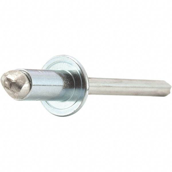 STANLEY Engineered Fastening - Size 5 Dome Head Steel Open End Blind Rivet - Steel Mandrel, 0.251" to 3/8" Grip, 5/32" Head Diam, 0.16" to 0.164" Hole Diam, 0.097" Body Diam - Caliber Tooling