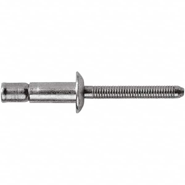 STANLEY Engineered Fastening - Size 8 Dome Head Stainless Steel Structural with Locking Stem Blind Rivet - Stainless Steel Mandrel, 0.08" to 3/8" Grip, 1/4" Head Diam, 0.261" to 0.276" Hole Diam, 0.162" Body Diam - Caliber Tooling