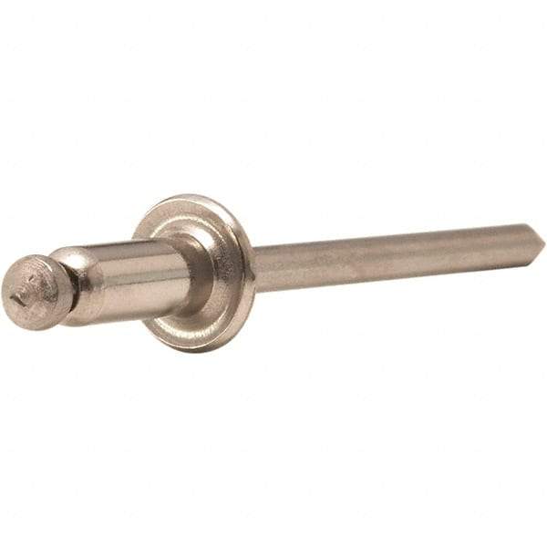 STANLEY Engineered Fastening - Size 5 Dome Head Stainless Steel Open End Blind Rivet - Steel Mandrel, 0.063" to 1/8" Grip, 5/32" Head Diam, 0.16" to 0.164" Hole Diam, 0.097" Body Diam - Caliber Tooling