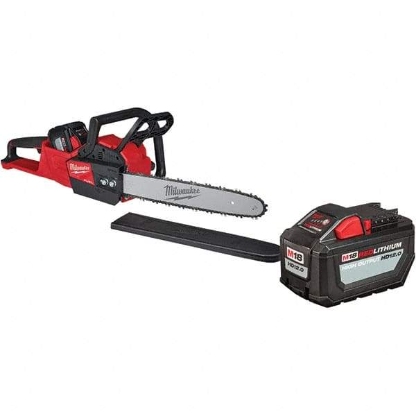 Milwaukee Tool - 18 Volt, Battery Powered Chainsaw - 16" Guide Bar Length, 6,600 RPM, 3/8" Chain Pitch, 0.043" Chain Gauge - Caliber Tooling