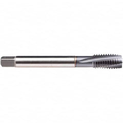 Emuge - 7/16-14 UNC 4 Flute BT Plug Spiral Flute Tap - High Speed Steel, TiCN Finish, 3.937" OAL, Left Hand Flute, Left Hand Thread, Series CU309600 - Caliber Tooling