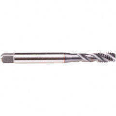 Emuge - M8x1.25 M 3 Flute 6H Modified Bottoming Spiral Flute Tap - High Speed Steel, TiCN Finish, 90mm OAL, Right Hand Flute, Right Hand Thread, Series B4939300 - Caliber Tooling