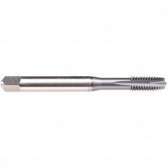 Emuge - M4x0.7 M 3 Flute 6H Plug Spiral Flute Tap - High Speed Steel, TiCN Finish, 63mm OAL, Right Hand Flute, Right Hand Thread, Series B1579300 - Caliber Tooling