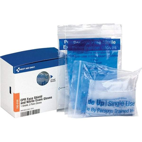 PRO-SAFE - Disposable CPR Masks/Breathers Compatible First Aid Kits: 59491, 59492 Includes: (4) Nitrile Exam Gloves; CPR Mask - Caliber Tooling