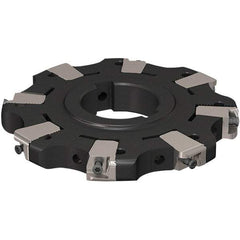 Seco - Arbor Hole Connection, 17/32" Cutting Width, 32.92mm Depth of Cut, 125mm Cutter Diam, 40mm Hole Diam, 4 Tooth Indexable Slotting Cutter - R335.25 Toolholder, XNHQ 1407 Insert, Neutral Cutting Direction - Caliber Tooling