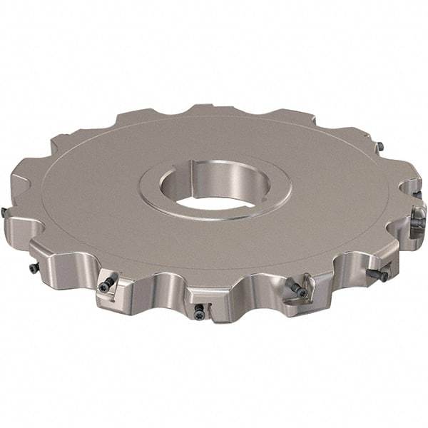 Seco - Arbor Hole Connection, 0.787" Cutting Width, 64.34mm Depth of Cut, 200mm Cutter Diam, 50mm Hole Diam, 7 Tooth Indexable Slotting Cutter - R335.25 Toolholder, XNHQ 12 Insert, Neutral Cutting Direction - Caliber Tooling