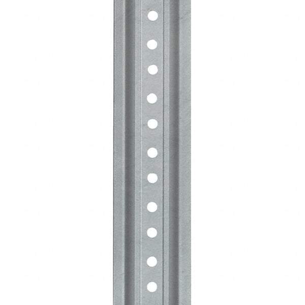 Nucor - 6' High, Galvanized Traffic Sign Post - Steel, 3/8" Hole Diam, Silver - Caliber Tooling