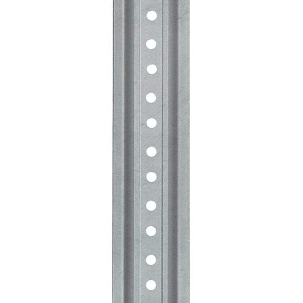 Nucor - 8' High, Galvanized Traffic Sign Post - Steel, 3/8" Hole Diam, Silver - Caliber Tooling