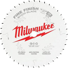 Milwaukee Tool - 7-1/4" Diam, 10mm Arbor Hole Diam, 40 Tooth Wet & Dry Cut Saw Blade - Tungsten Carbide-Tipped, Fine Finish Action, Standard Round Arbor - Caliber Tooling