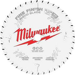 Milwaukee Tool - 6-1/2" Diam, 5/8" Arbor Hole Diam, 40 Tooth Wet & Dry Cut Saw Blade - Tungsten Carbide-Tipped, Fine Finish Action, Standard Round Arbor - Caliber Tooling