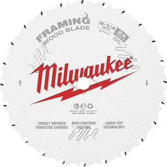 Milwaukee Tool - 8-1/4" Diam, 5/8" Arbor Hole Diam, 24 Tooth Wet & Dry Cut Saw Blade - Tungsten Carbide-Tipped, Framing Action, Standard Round Arbor - Caliber Tooling