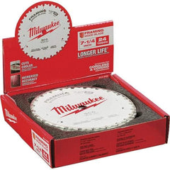 Milwaukee Tool - 7-1/4" Diam, 5/8" Arbor Hole Diam, 24 Tooth Wet & Dry Cut Saw Blade - Tungsten Carbide-Tipped, Framing Action, Standard Round Arbor - Caliber Tooling