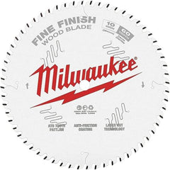 Milwaukee Tool - 10" Diam, 5/8" Arbor Hole Diam, 60 Tooth Wet & Dry Cut Saw Blade - Tungsten Carbide-Tipped, Fine Finish Action, Standard Round Arbor - Caliber Tooling