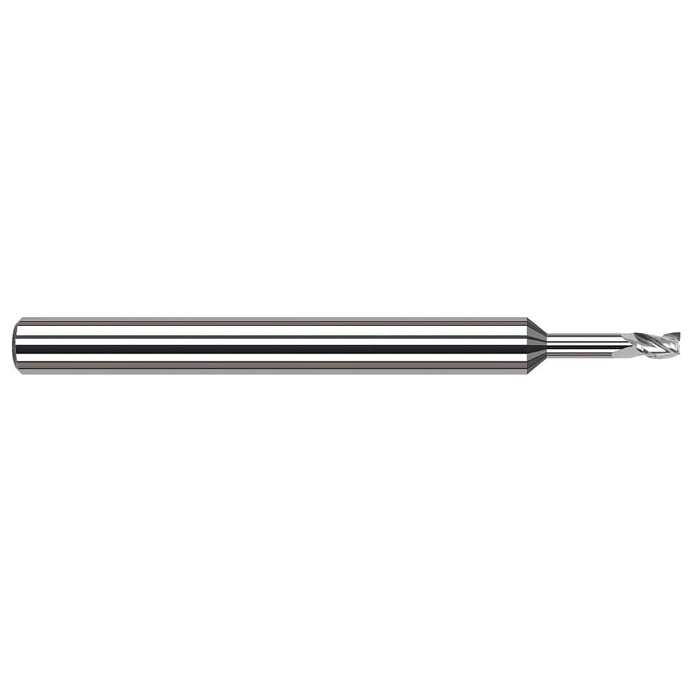 Square End Mill: 5/32'' Dia, 0.235'' LOC, 3/16'' Shank Dia, 3'' OAL, 3 Flutes, Solid Carbide Single End, Uncoated, 42 ° Variable Helix, Centercutting, RH Cut, RH Flute