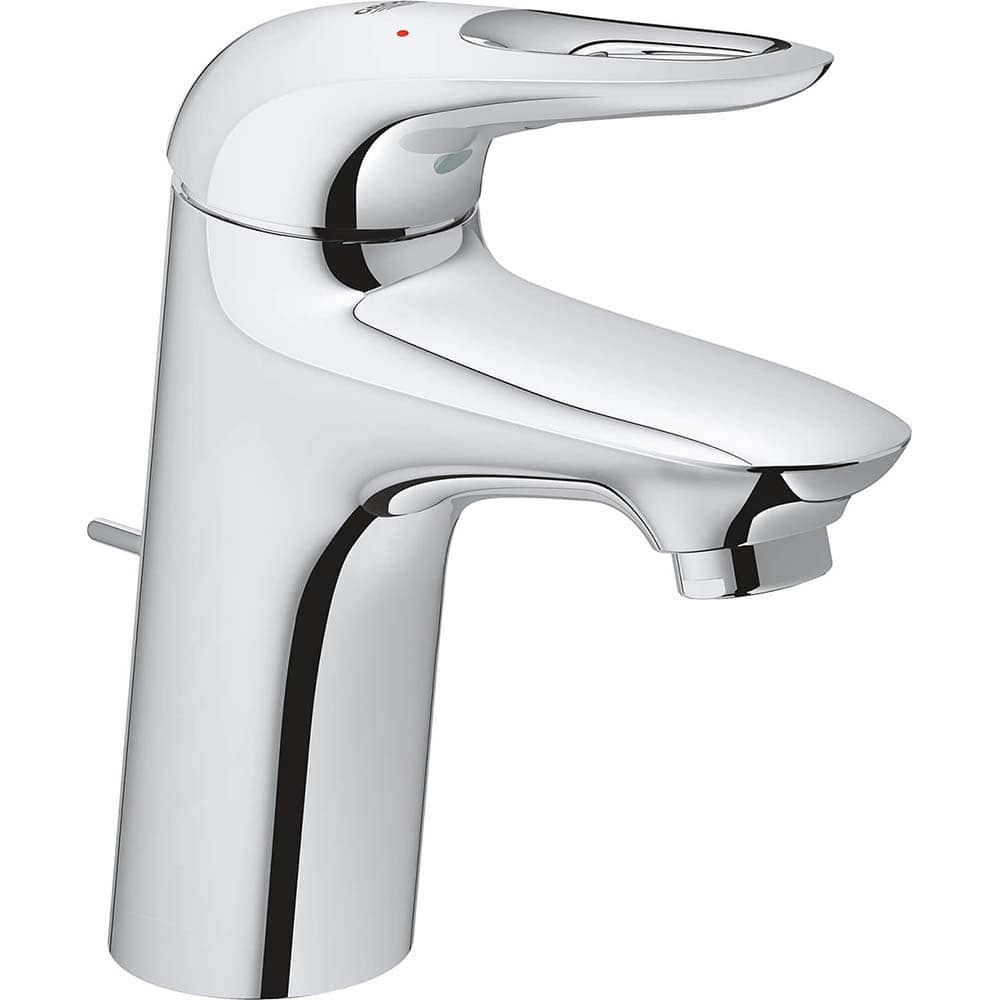 Grohe - Lavatory Faucets; Type: Deck Mount ; Spout Type: Low Arc ; Design: Lever ; Handle Type: Lever ; Mounting Centers: Single Hole (Inch); Drain Type: Pop-Up - Exact Industrial Supply