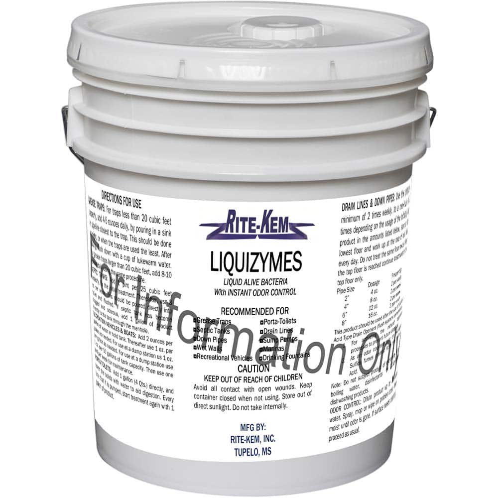 Rite-Kem - Drain Cleaners & Openers; Type: Enzyme Treatment ; Form: Liquid Concentrate ; Container Size: 5 Gallon Pail ; Scent: Fresh ; Container Type: 5 Gal. Pail ; Formula Type: Enzymes - Exact Industrial Supply