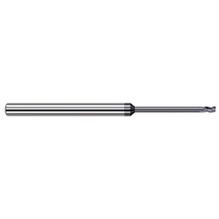 Corner Radius End Mill: 0.0315″ Dia, 0.0472″ LOC, 3 Flutes, Solid Carbide 34 ° Helix, AlTiN Coated, Corner Radius End