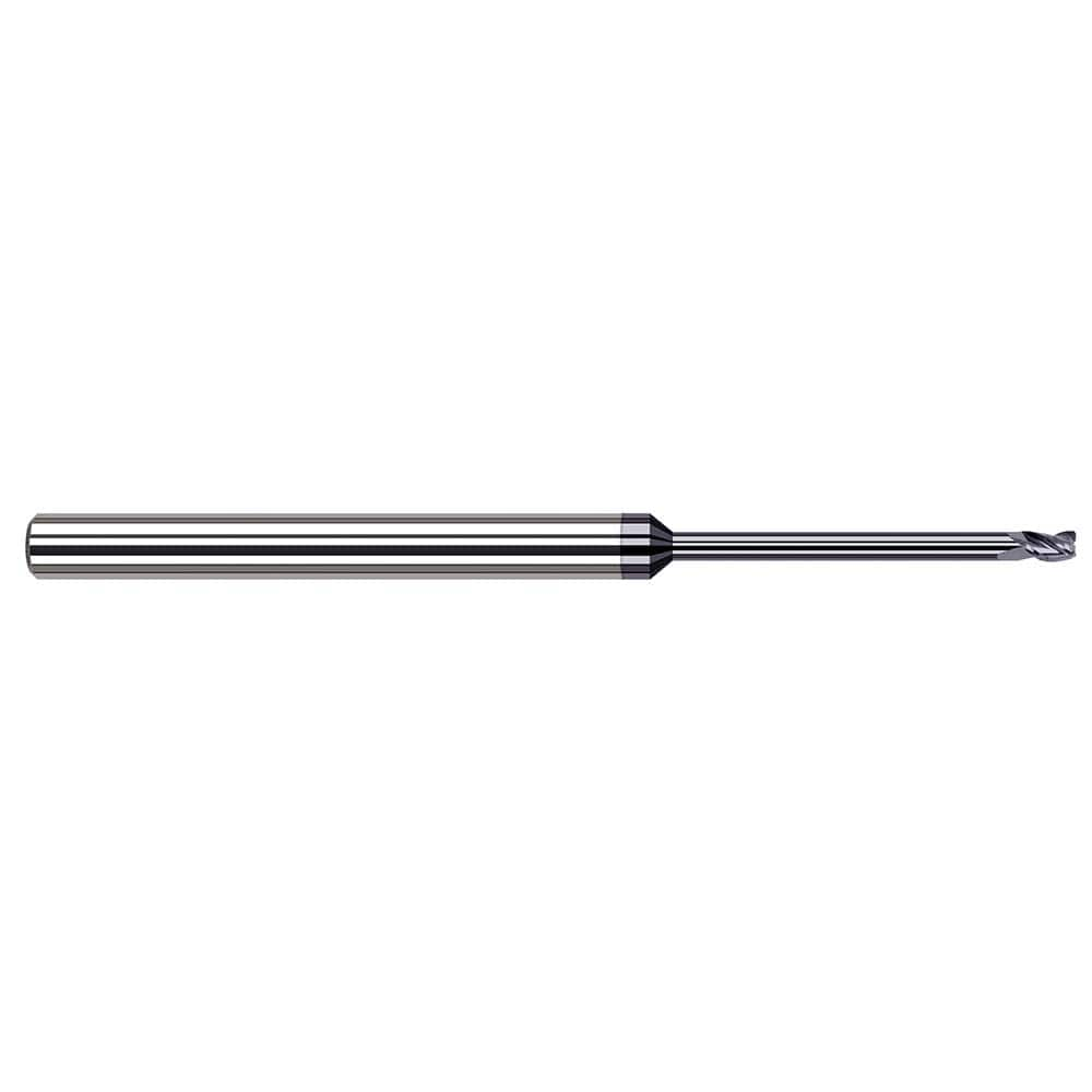 Corner Radius End Mill: 0.0787″ Dia, 0.1181″ LOC, 3 Flutes, Solid Carbide 34 ° Helix, AlTiN Coated, Corner Radius End