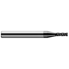 Corner Radius End Mill: 1/4″ Dia, 3/4″ LOC, 0.03″ Radius, 2 Flutes, Solid Carbide 2-1/2″ OAL, 1″ Shank Dia, Helix, Amorphous Diamond Coated, Corner Radius End, Centercutting