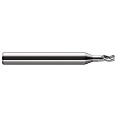 Corner Radius End Mill: 0.093″ Dia, 0.139″ LOC, 1/64″ Radius, 3 Flutes, Solid Carbide 2-1/2″ OAL, 1/8″ Shank Dia, 30 ° Helix, Bright/Uncoated, Corner Radius End