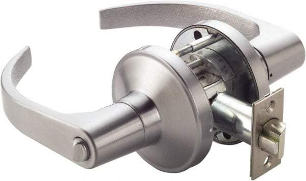 PDQ - Heavy Duty Privacy Lever Lockset - 2-3/4" Back Set, Keyless Cylinder, Zinc, Antimicrobial Coated, Satin Chrome Plated Finish - Caliber Tooling