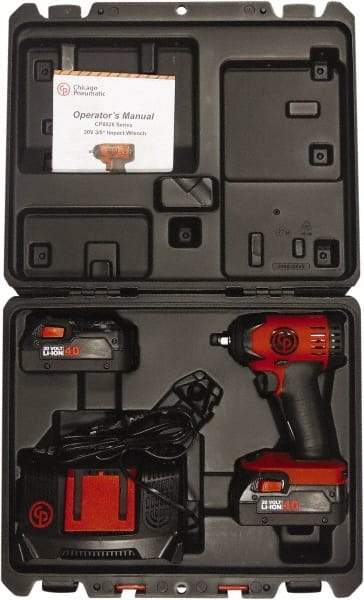 Chicago Pneumatic - 3/8" Drive 20 Volt Pistol Grip Cordless Impact Wrench & Ratchet - 2,400 RPM, 150 Ft/Lb Torque, 2 Lithium-Ion Batteries Included - Caliber Tooling