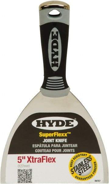 Hyde Tools - 5" Wide Spring Blade Stainless Steel Joint Knife - Flexible, Plastic Handle - Caliber Tooling