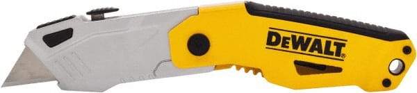 DeWALT - 1-1/4" Blade, 7-1/2" OAL, Utility Blade Folding Knife - 4-1/2" Closed Length, Metal, 3 Blades, 1 Edge - Caliber Tooling