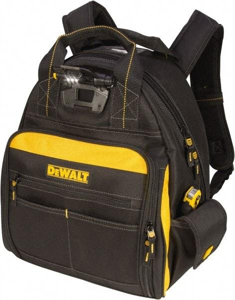 DeWALT - 57 Pocket Black & Yellow Backpack Tool Bag - 15-1/2" Wide x 8" Deep x 19" High - Caliber Tooling