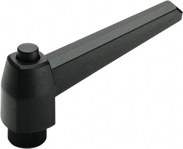 Elesa - 3/8-16, Glass Fiber Reinforced Technopolymer Adjustable Clamping Handle - 3.62" OAL, 2.13" High, 0.67" Hole Depth - Caliber Tooling