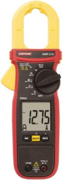 Amprobe - AMP-210, CAT III, Digital True RMS Clamp Meter with 1.1811" Clamp On Jaws - 600 VAC/VDC, 600 AC Amps, Measures Voltage, Capacitance, Current, microAmps, Resistance, Temperature - Caliber Tooling