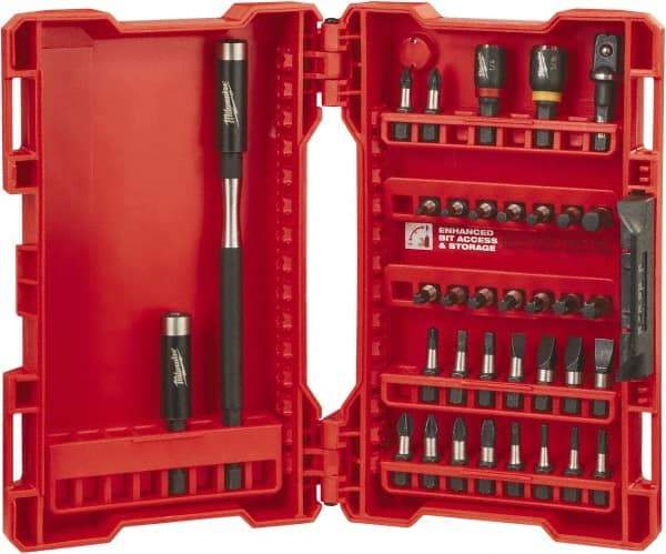 Milwaukee Tool - 36 Piece, Bit Set - 5/64 to 1/4" Hex, Phillips, Slotted, Torx, Square Point - Caliber Tooling