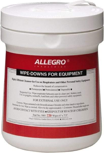 Allegro - Full Face Mask, Half Face Mask Alcohol Wipes - Non-Woven Cloth, 4-3/4" Long x 4-3/4" Wide, Individually Wrapped - Caliber Tooling