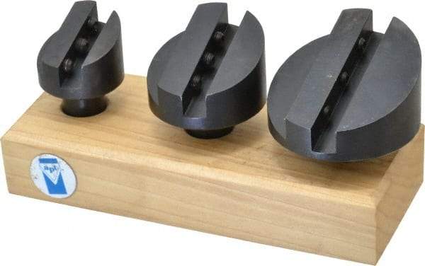 Made in USA - 3 Piece, 3/4" Shank Diam, 1-3/8" to 2-1/2" Max Head Diam, Straight Shank, Fly Cutter Set - 1 Bit Per Cutter, 3/8 to 1/2" Tool Bit, Multiple Head Diams, Includes Wood Block - Caliber Tooling