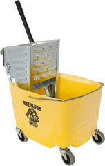 Value Collection - 35 Qt Plastic Metal Bucket & Wringer - 3" Long, Yellow - Caliber Tooling