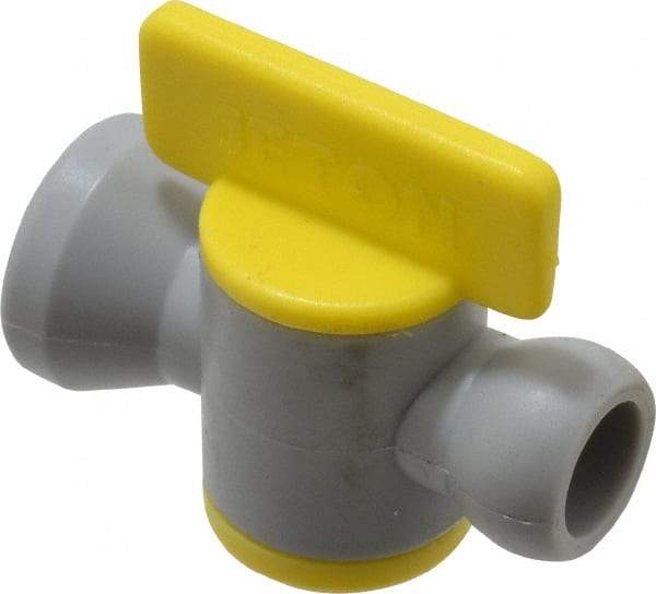 Value Collection - 2 Piece, 1/4" ID Coolant Hose Connection Valve - Male to Female Connection, POM Body, Unthreaded, Use with Snap Together Hose Systems - Caliber Tooling