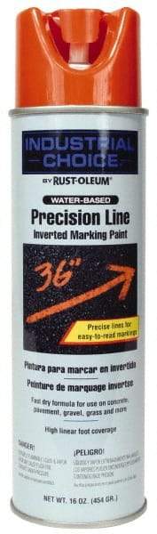 Rust-Oleum - 17 fl oz Orange Marking Paint - 600' to 700' Coverage at 1" Wide, Water-Based Formula - Caliber Tooling