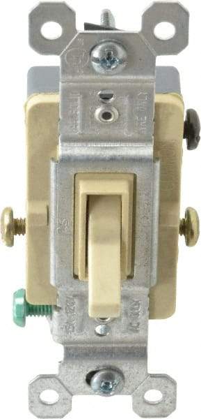 Pass & Seymour - 3 Pole, 120 VAC, 15 Amp, Specification Grade, Toggle, Wall and Dimmer Light Switch - 1-1/4 Inch Wide x 3.281 Inch High - Caliber Tooling