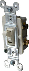 Pass & Seymour - 3 Pole, 120 VAC, 15 Amp, Specification Grade, Toggle, Wall and Dimmer Light Switch - 1-1/4 Inch Wide x 3.281 Inch High - Caliber Tooling