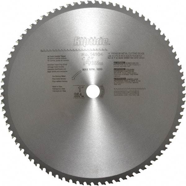 Porter-Cable - 14" Diam, 1" Arbor Hole Diam, 80 Tooth Wet & Dry Cut Saw Blade - Carbide-Tipped, Cutoff Action, Standard Round Arbor - Caliber Tooling