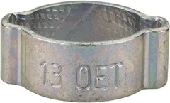 Oetiker - 10.8 to 13mm, Zinc-Plated 2-Ear Clamp - 1/2" Noml Size, 3.45mm Inner Width, 7mm Wide x 1mm Thick, Carbon Steel - Caliber Tooling