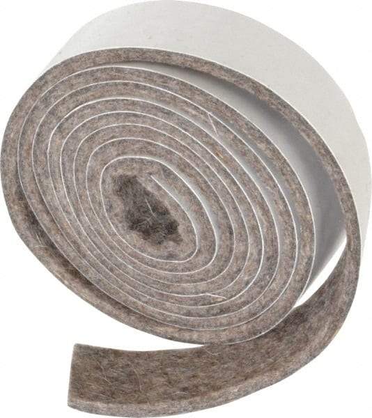 Made in USA - 1/8 Inch Thick x 1 Inch Wide x 5 Ft. Long, Felt Stripping - Gray, Adhesive Backing - Caliber Tooling