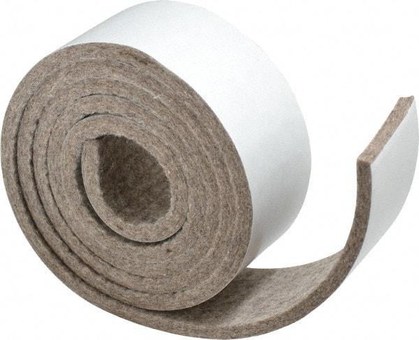 Made in USA - 1/4 Inch Thick x 2 Inch Wide x 5 Ft. Long, Felt Stripping - Gray, Adhesive Backing - Caliber Tooling