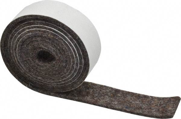 Made in USA - 1/8 Inch Thick x 1 Inch Wide x 5 Ft. Long, Felt Stripping - Gray, Adhesive Backing - Caliber Tooling