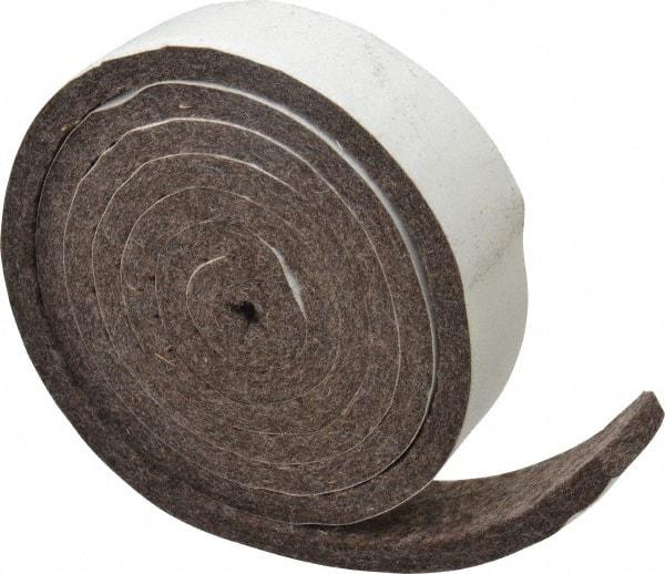 Made in USA - 1/4 Inch Thick x 1 Inch Wide x 5 Ft. Long, Felt Stripping - Gray, Adhesive Backing - Caliber Tooling