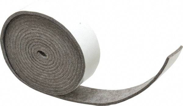 Made in USA - 1/8 Inch Thick x 1-1/2 Inch Wide x 10 Ft. Long, Felt Stripping - Gray, Adhesive Backing - Caliber Tooling