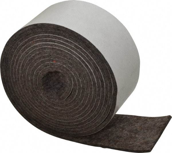 Made in USA - 1/8 Inch Thick x 2 Inch Wide x 10 Ft. Long, Felt Stripping - Gray, Adhesive Backing - Caliber Tooling