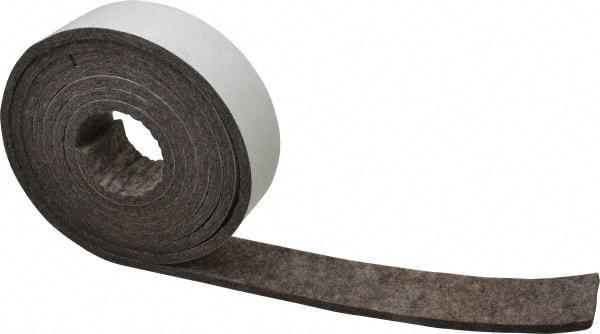 Made in USA - 1/4 Inch Thick x 2 Inch Wide x 10 Ft. Long, Felt Stripping - Gray, Adhesive Backing - Caliber Tooling